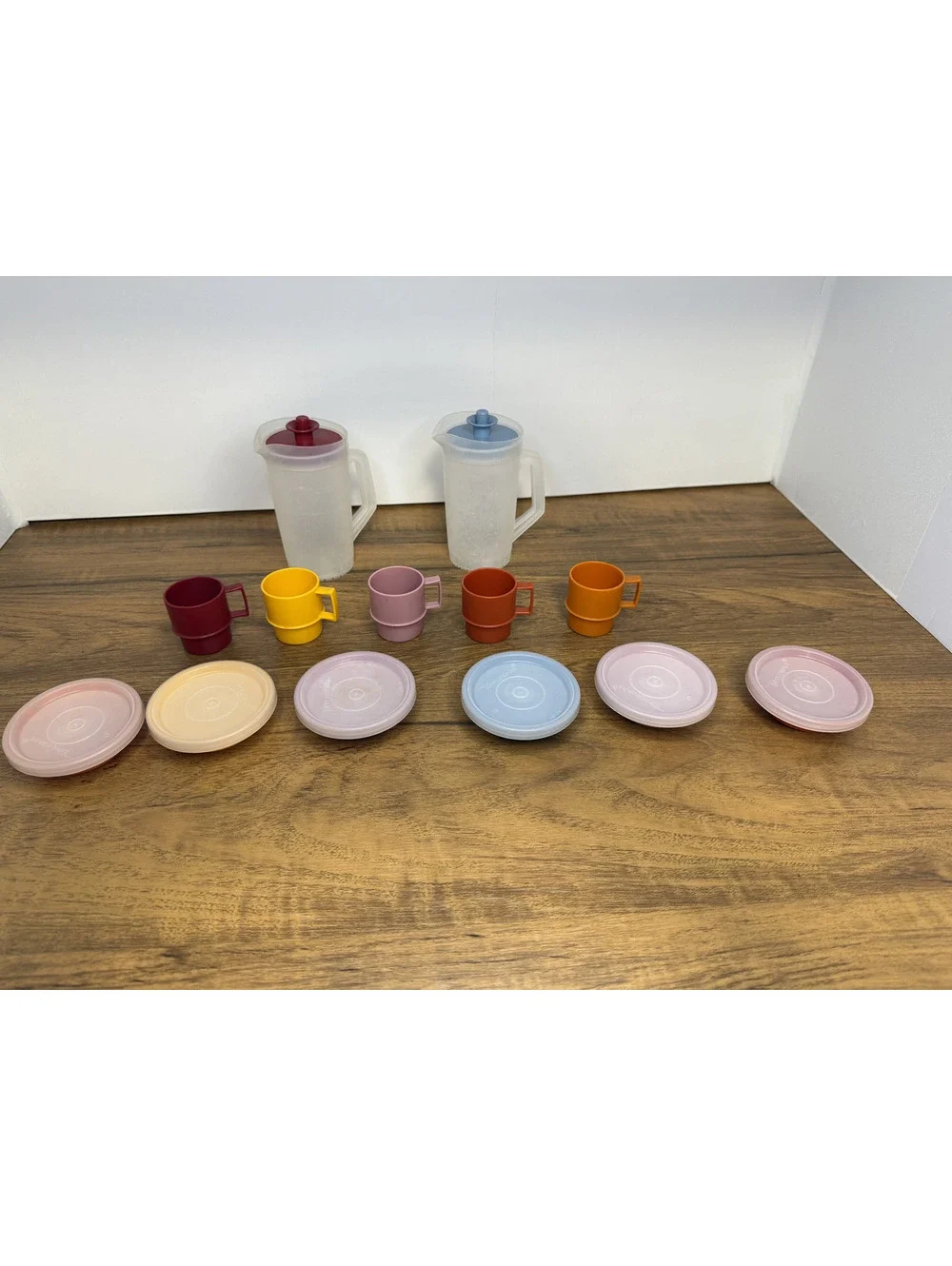 Vintage Tupperware Play Mini Pitchers and Bowls Set - Colorful and Functional